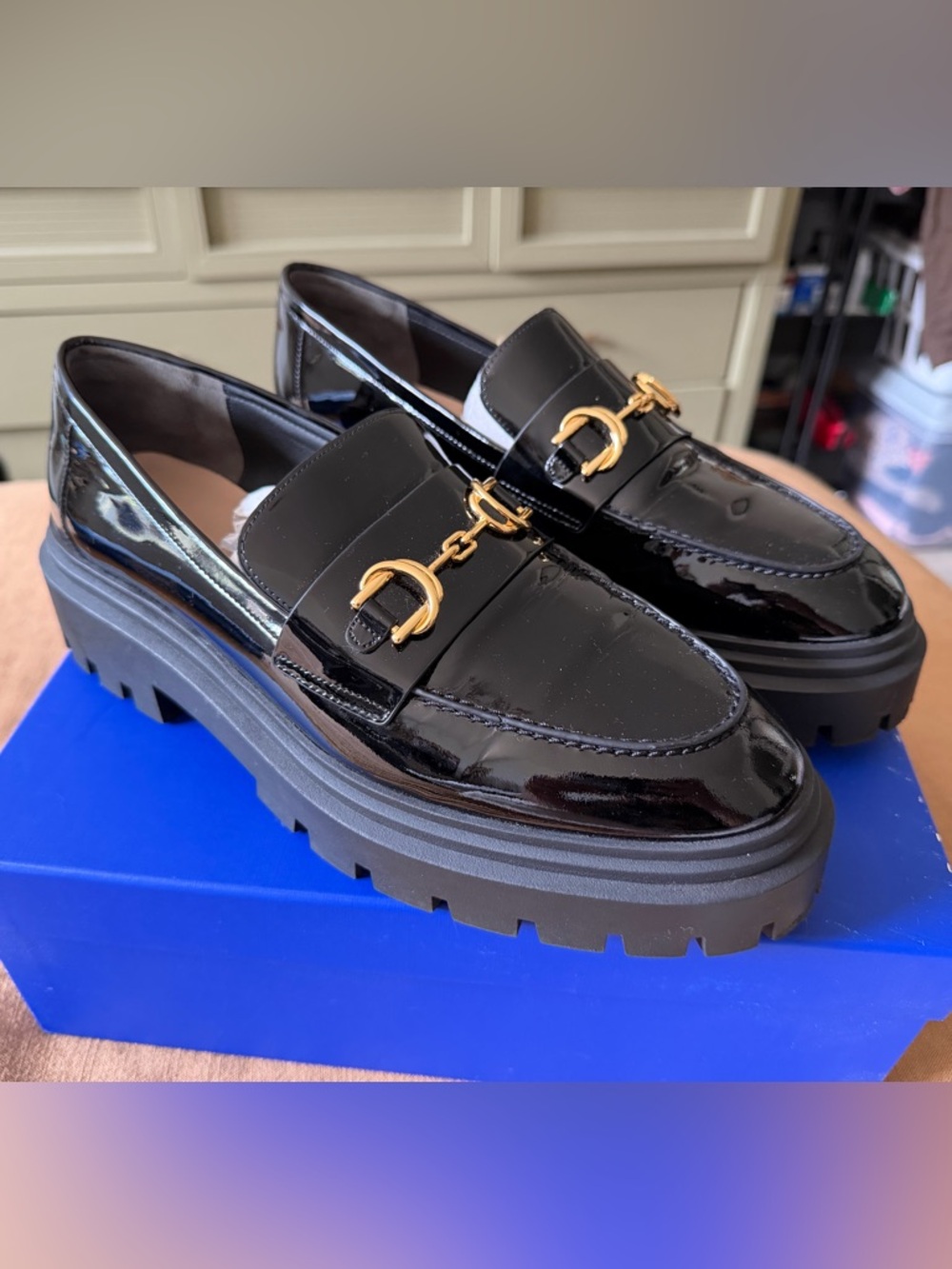 Stuart Weitzman Black Patent Leather Loafers